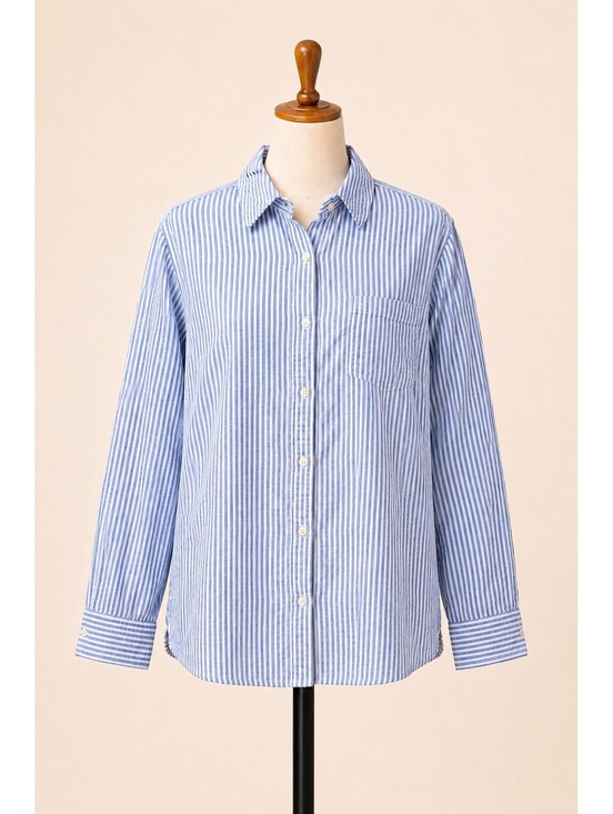 Banana Republic Tops - Banana Republic Classic Fit Blue White Striped Cotton Shirt Large Preppy